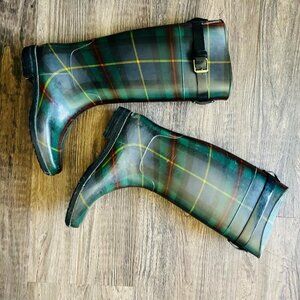 Ralph Lauren Plaid Rain Boots Woman's Casual Protect Size 8B